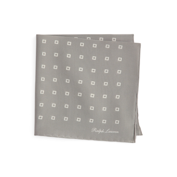 Ralph Lauren Square-print Silk Pocket Square In Gray