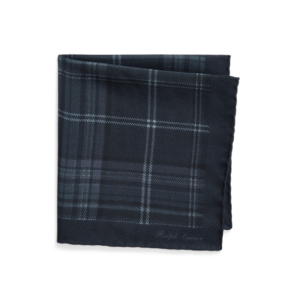 Pochette motif écossais cachemire soie - Purple Label - Modalova