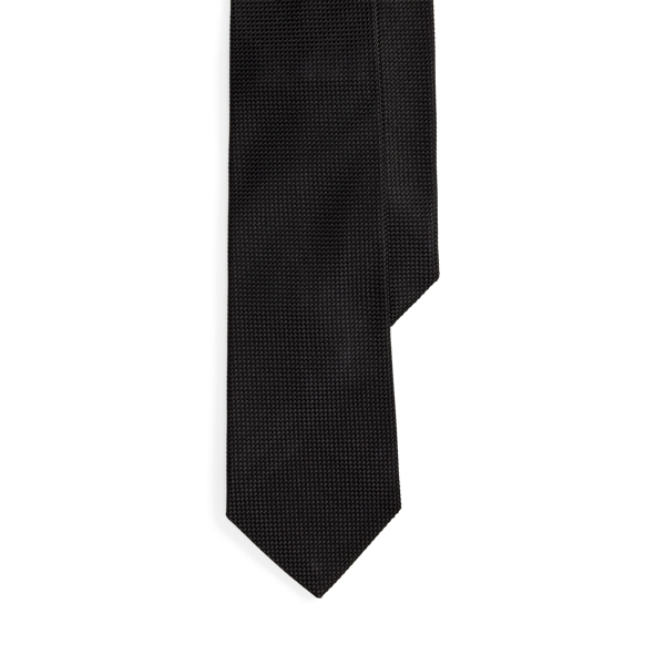 Ralph Lauren Basket-weave Silk Tie In Black
