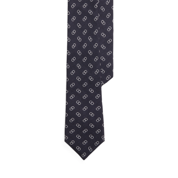 Ralph Lauren Linked-circles Cashmere-silk Tie In Blue