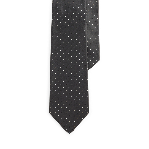Ralph Lauren Pin Dot Peau De Soie Tie In Black