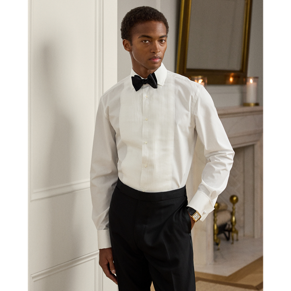 Pleated-Bib French Cuff Tuxedo Shirt