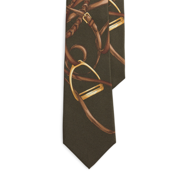 Ralph Lauren Purple Label Standard Equestrian Print Silk Tie In Green