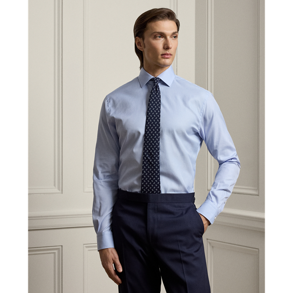 Micro-Square-Print Textured Shirt