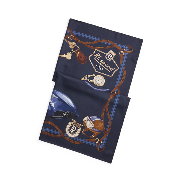 Automobile-Print Silk Square Scarf