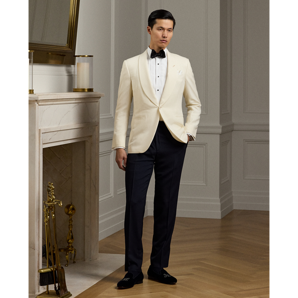 Shop Ralph Lauren Purple Label Gregory Hand-tailored Tuxedo Trouser In Navy