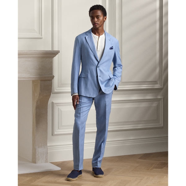 Ralph Lauren Purple Label Gregory Hand-tailored Silk-linen Trouser In Infinity Blue