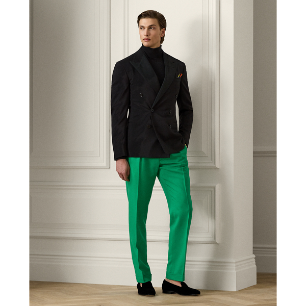 Ralph Lauren Purple Label Gregory Hand-tailored Silk Trouser In Summer Green