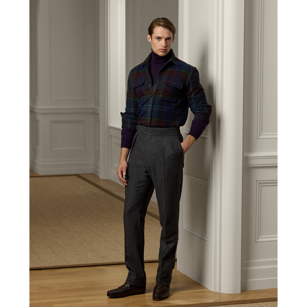 Ralph Lauren Hand-tailored Wool Flannel Trouser In Dark Grey