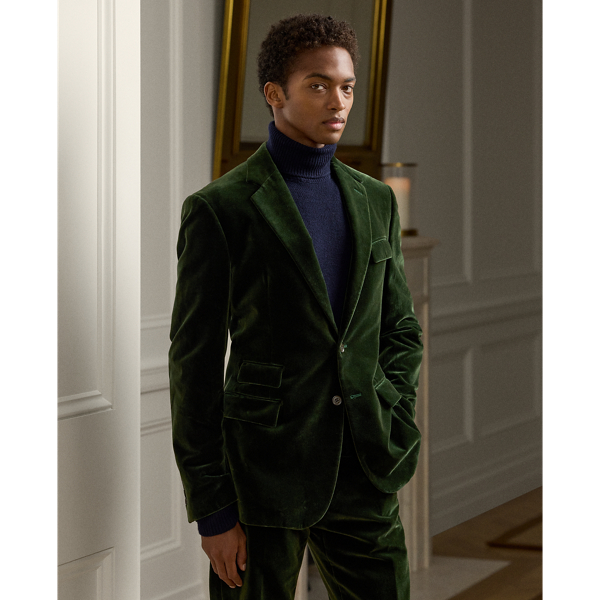 Ralph Lauren Purple Label Kent Hand-tailored Velvet Jacket In Carriage Green