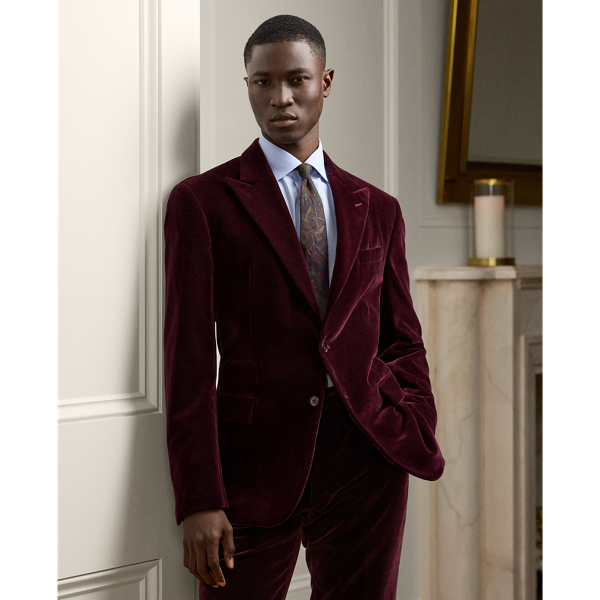 Ralph Lauren Purple Label Kent Hand-tailored Velvet Jacket In Dark Maroon