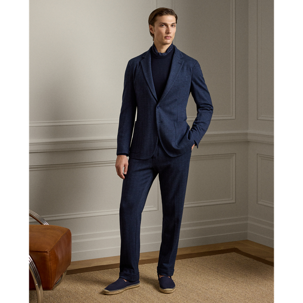 Ralph Lauren Hand-tailored Herringbone Suit Trouser In Navy Multi