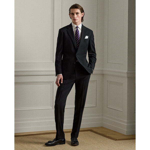 Ralph Lauren Gregory Hand-tailored Wool Twill Suit In Black