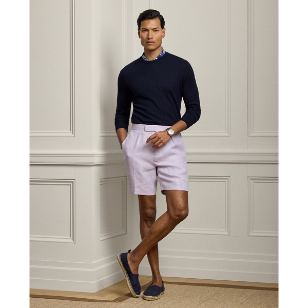 Ralph Lauren Hand-tailored Linen Basket-weave Short In Lilac Breeze
