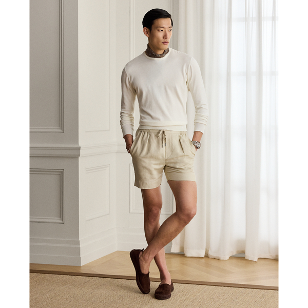 Short confectionné à la main lin et soie - Purple Label - Modalova