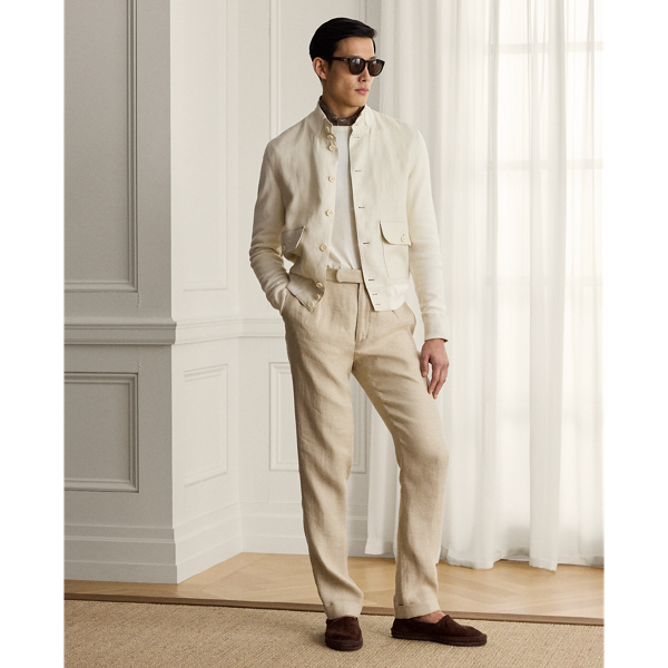 Textured Linen-Blend Trouser - Purple Label - Modalova