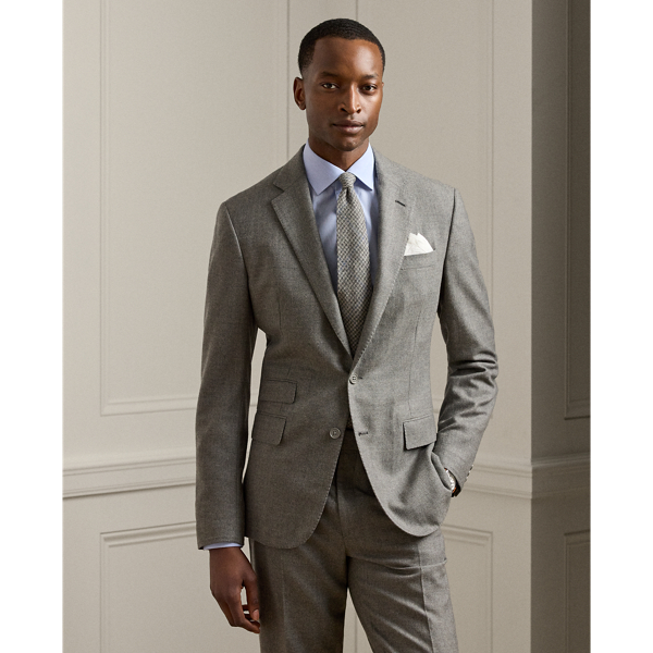 Ralph Lauren Kent Hand-tailored Wool Sharkskin Jacket In Gray