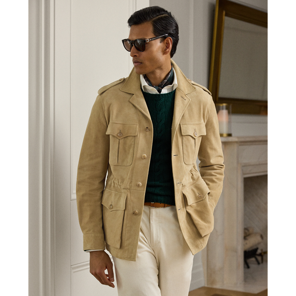 Veste utilitaire en daim faite main - Purple Label - Modalova