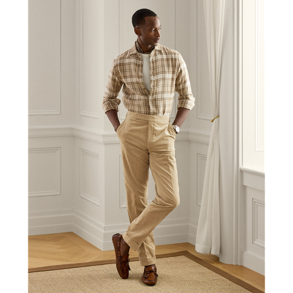 Ralph Lauren Gregory Hand-tailored Corduroy Trouser In Brown