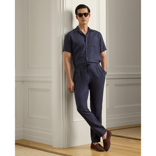 Hand-Tailored Silk-Linen Trouser - Purple Label - Modalova