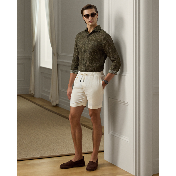 Ralph Lauren Hand-tailored Silk-linen Short In White