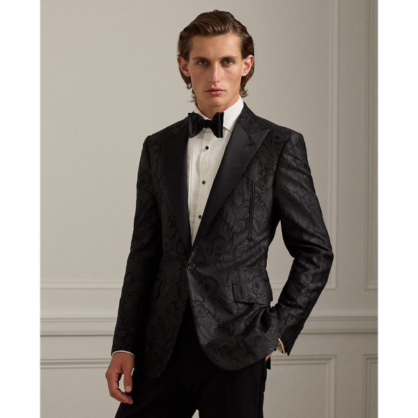 Ralph Lauren Gregory Hand-tailored Paisley Jacket In Black
