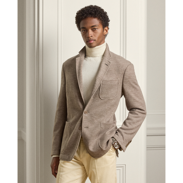 Ralph Lauren Hadley Hand-tailored Double-knit Jacket In Neutral