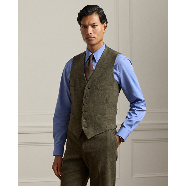 Ralph Lauren Hand-tailored Tick-weave Vest In Green