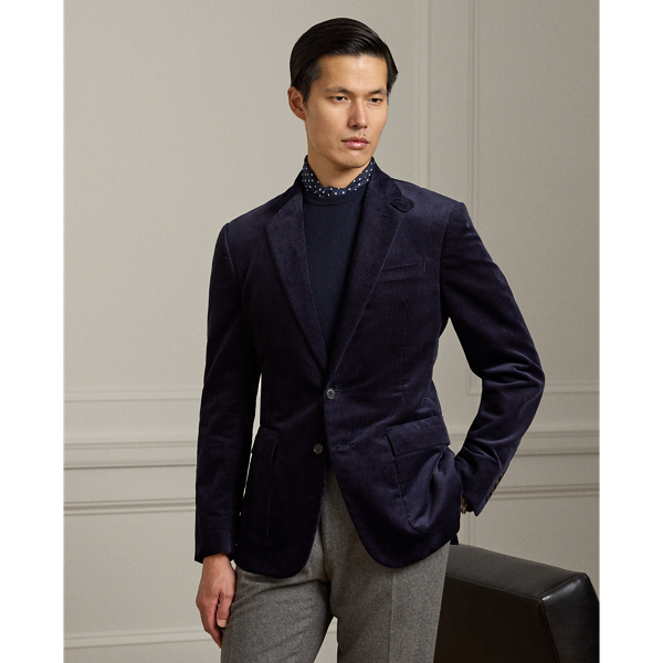 Ralph Lauren Kent Hand-tailored Corduroy Suit Jacket In Blue