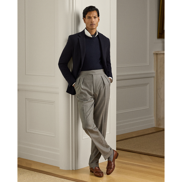 Ralph Lauren Hand-tailored Flannel Suit Trouser In Gray