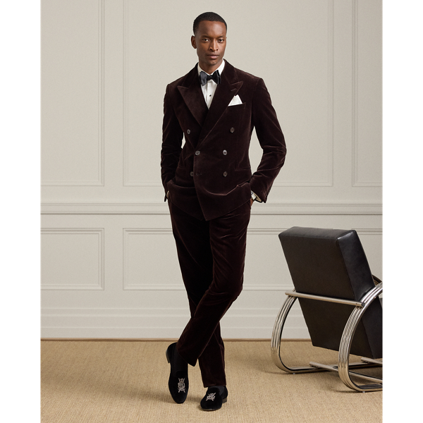 Ralph Lauren Gregory Hand-tailored Velvet Trouser In Black