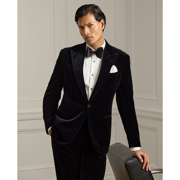 Ralph Lauren Gregory Hand-tailored Velvet Jacket In Black