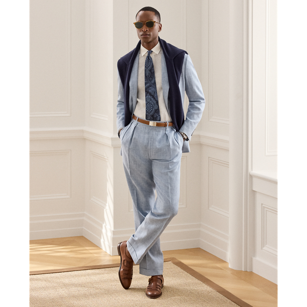 Hand-Tailored Linen-Blend Trouser