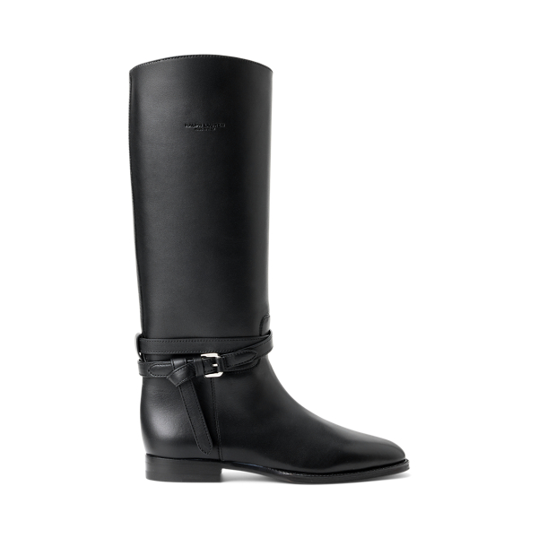 Ralph Lauren Donnely 25 Mm Calfskin Boot In Black