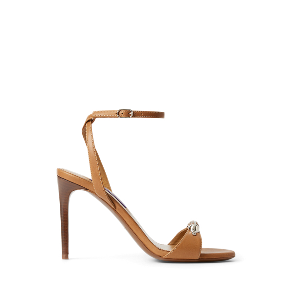 Ralph Lauren Presling 95 Mm Calfskin Sandal In Gold