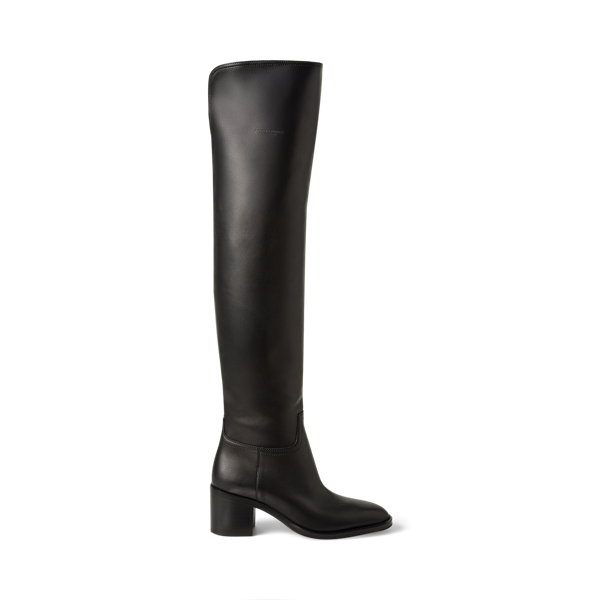 Ralph Lauren 55mm Barnet Leather Over-the-knee Boots In Black