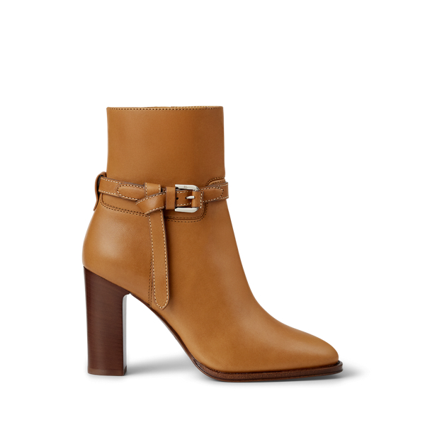 Ralph Lauren 90mm Donnely Buckle-detail Ankle Boots In Brown