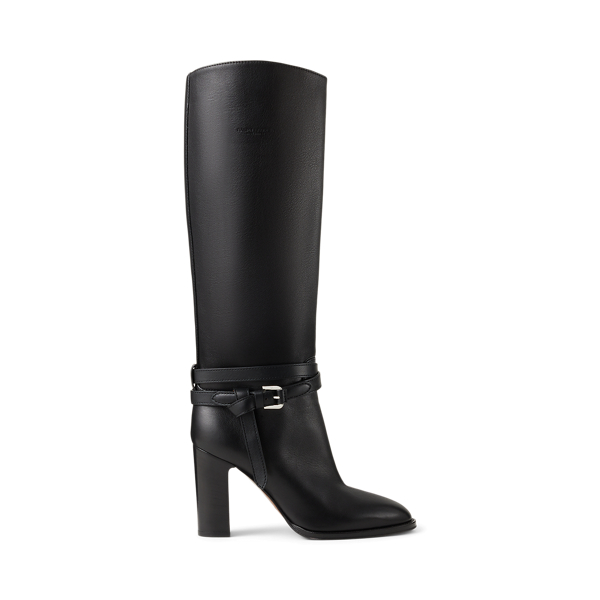 Ralph Lauren Donnely 90 Mm Calfskin Boot In Black