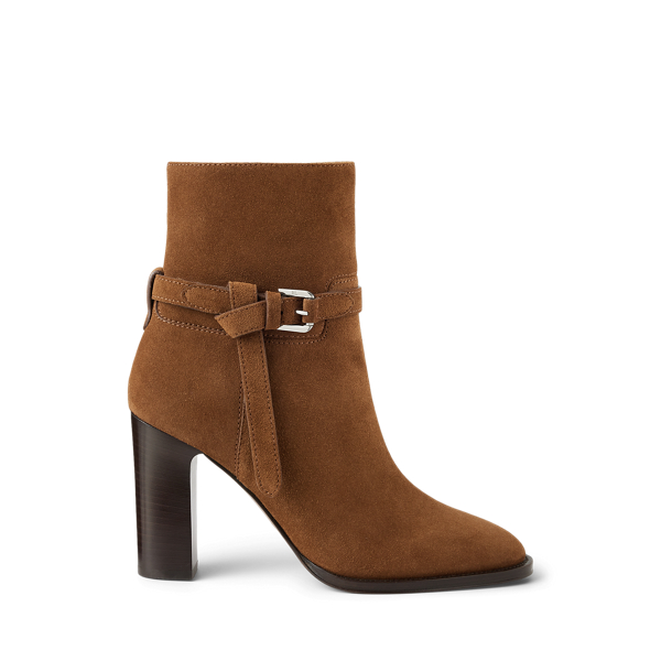 Ralph Lauren Donnely 90 Mm Calf-suede Bootie In Brown