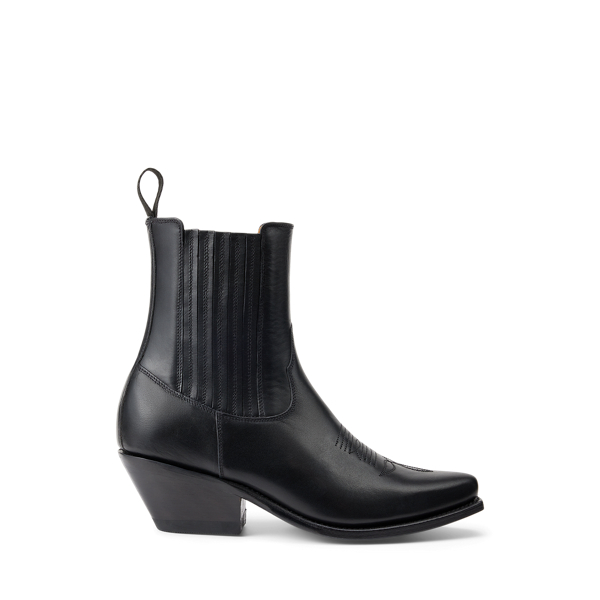 Ralph Lauren Quinn 40 Mm Vachetta Leather Bootie In Black
