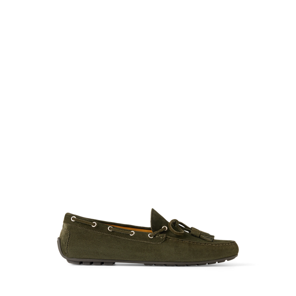 Ralph Lauren Harold Tassel Calf-suede Driver In Green