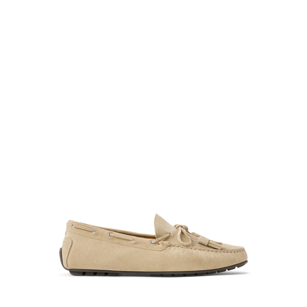 Ralph Lauren Harold Suede Tassel Driver In Neutral