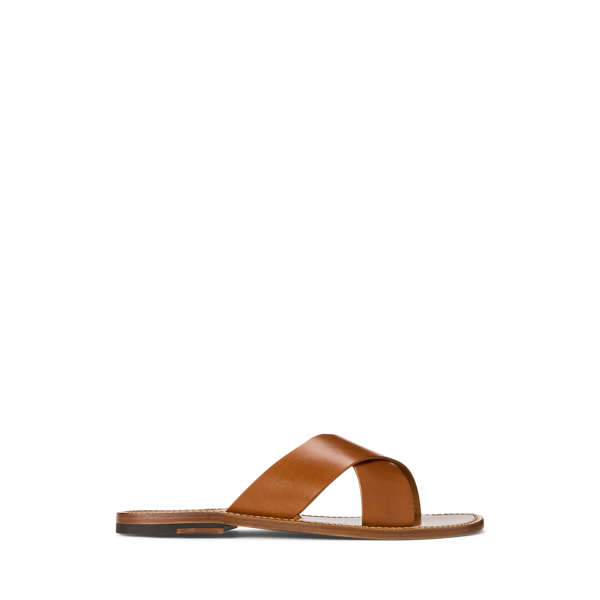 RALPH LAUREN LEATHER SLIDE SANDAL 