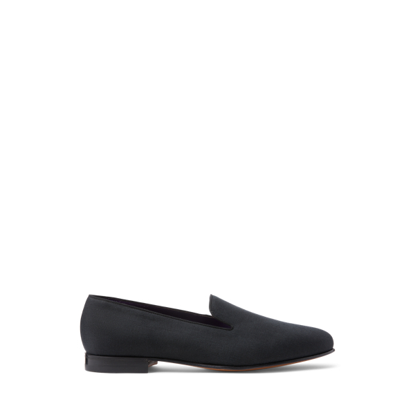 Ralph Lauren Alonzo Linen Slipper In Black