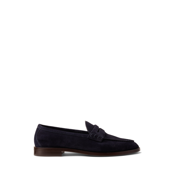 Ralph Lauren Purple Label Alonzo Monogram Velvet Loafer In Navy