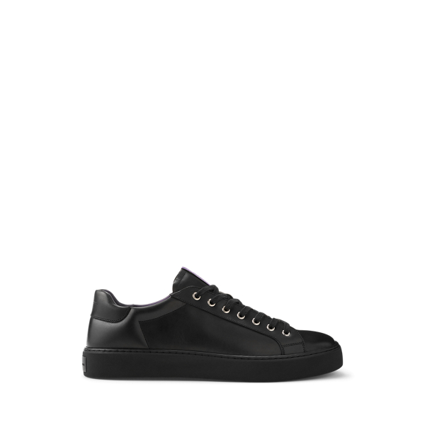 Ralph Lauren Severn Calfskin Sneaker In Black