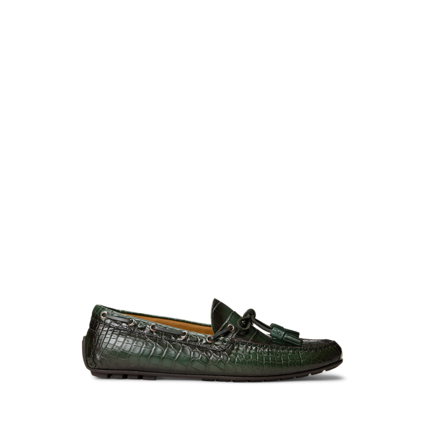 Ralph Lauren Harold Alligator Tassel Driver In Black