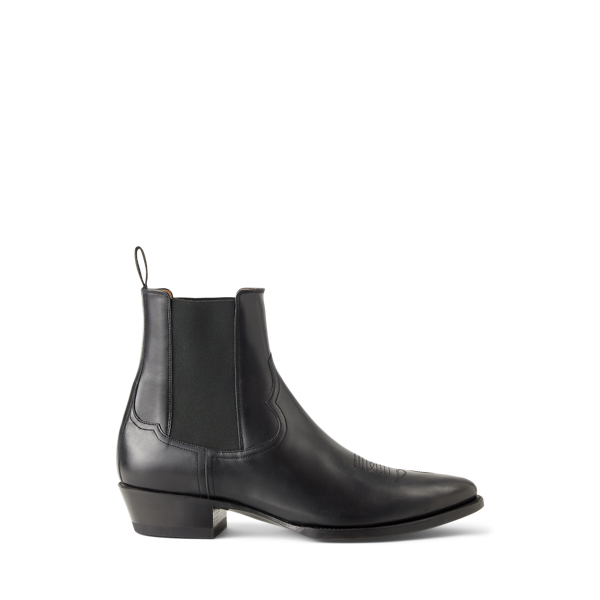 Ralph Lauren Leather Chelsea Western Boot In Black