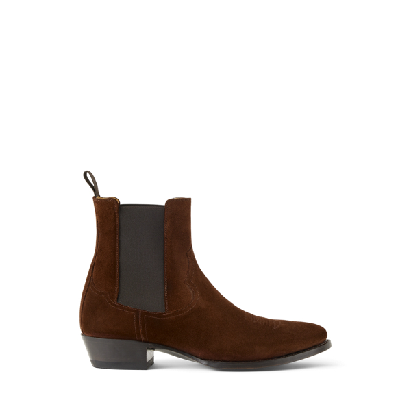 Ralph Lauren Calf-suede Chelsea Western Boot In Brown