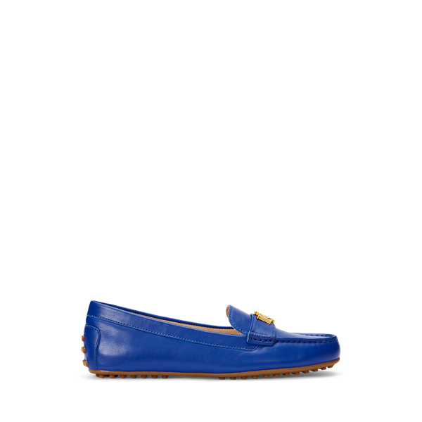 Ralph Lauren Barnsbury Nappa Leather Driver In Sapphire Star
